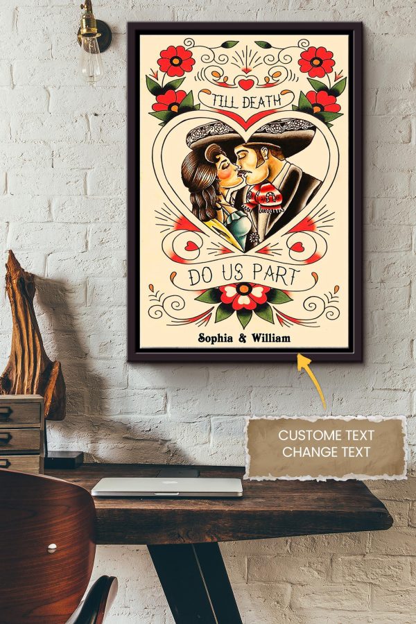 Mexican Couple Till Death Personalized Canvas Love Gift For Valentine Day Lover Crush Framed Matte Canvas Framed Prints, Canvas Paintings