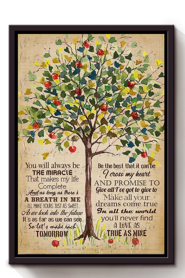 I Cross My Heart Lyrics Colorful Tree For Couple Soulmate Valentine Framed Matte Canvas Framed Prints, Canvas Paintings