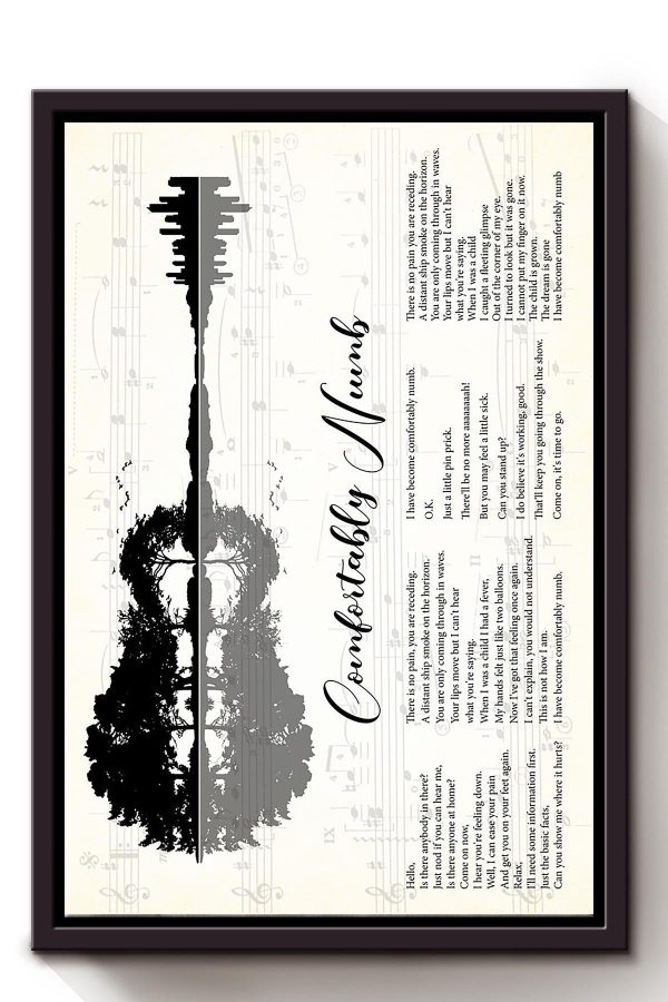 Comfortably Numb Lyrics Guitar For Gilmour Fan Framed Matte Canvas