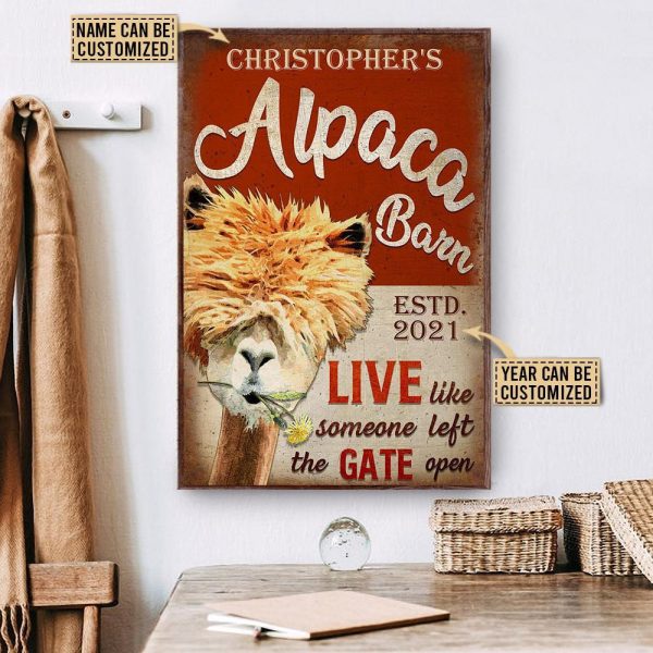 Personalized Canvas Painting Frames Alpaca Barn The Gate Open Framed Prints, Canvas Paintings