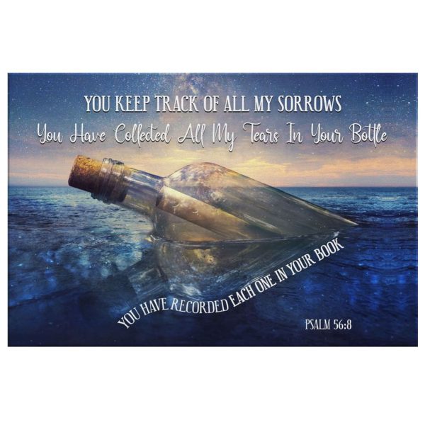 Psalm 56:8 You Keep Track Of All My Sorrows Christian Canvas Gallery Painting Wrapped Canvas Canvas - Image 3