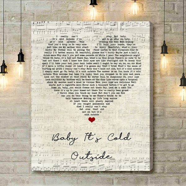 Tom Jones Baby It's Cold Outside Script Heart Song Lyric Art Print - Canvas Print Wall Art Home Decor