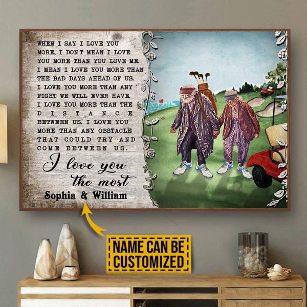 here Gifts Personalized Golf Old Couple I Love You The Most Canvas Home Decor