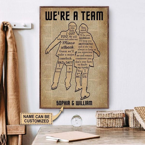 here Gifts Personalized Ice Skating Were A Team Canvas Home Decor