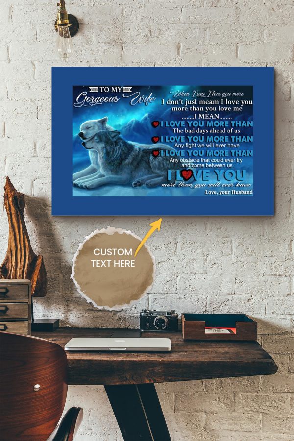 Personalized Gift For Wife From Husband Matte Wolf Canvas Love Gift For Valentine Day Lover Crush Canvas Gallery Painting Wrapped Canvas Framed Prints, Canvas Paintings