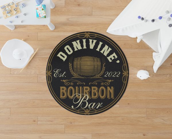 Personalized Bourbon Bar Round Mat Round Floor Mat Room Rugs Carpet Outdoor Rug Washable Rugs