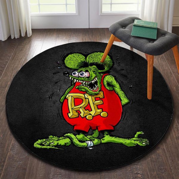 Hotrod Rat Fink Hot Rod Muscle Car Round Mat Round Floor Mat Room Rugs Carpet Outdoor Rug Washable Rugs