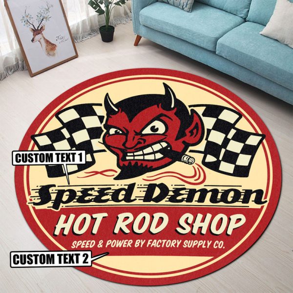 Personalized Hot Rod Round Mat Round Floor Mat Room Rugs Carpet Outdoor Rug Washable Rugs