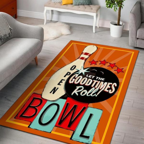 Bowling Let The Goodtimes Rool Living Room Round Mat Circle Rug