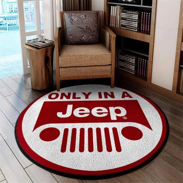 Only In A Jeep Round Mat Round Floor Mat Room Rugs Carpet Outdoor Rug Washable Rugs