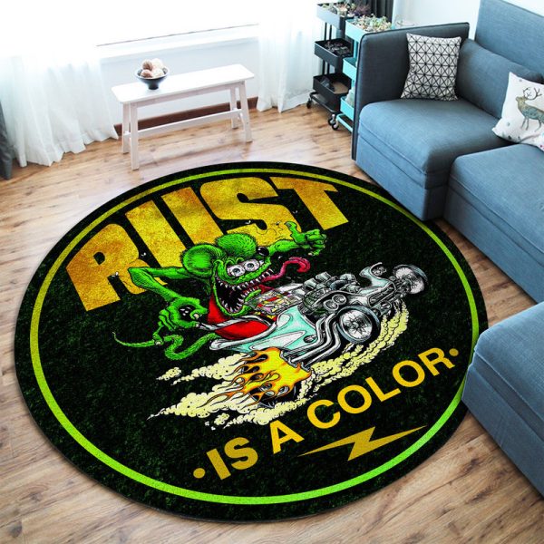 Rust Is A Color Rat Fink Round Mat Round Floor Mat Room Rugs Carpet Outdoor Rug Washable Rugs - Image 2