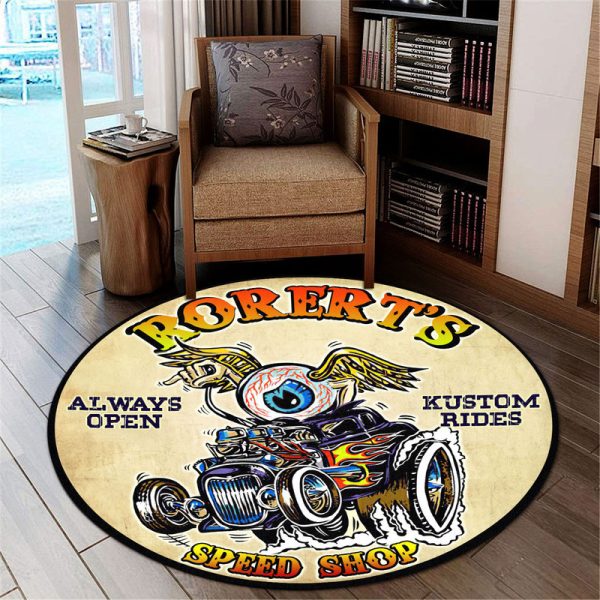 Personalized Eyeball Hotrod Round Mat Round Floor Mat Room Rugs Carpet Outdoor Rug Washable Rugs - Image 2