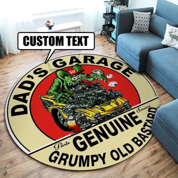 Personalized Garage Hot Rod Round Mat Round Floor Mat Room Rugs Carpet Outdoor Rug Washable Rugs - Image 3