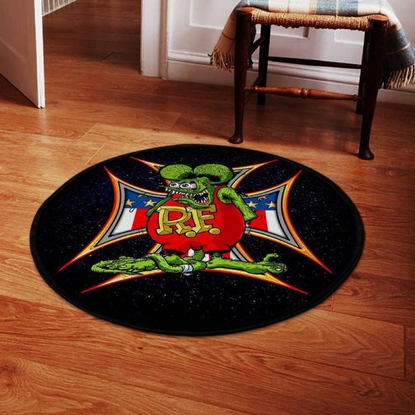 Rat Fink Hot Rod Round Mat 06899 Living Room Rugs, Bedroom Rugs, Kitchen Rugs - Image 2