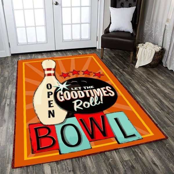 Bowling Let The Goodtimes Rool Living Room Round Mat Circle Rug - Image 2