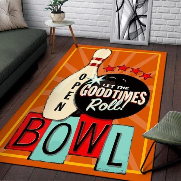 Bowling Let The Goodtimes Rool Living Room Round Mat Circle Rug - Image 3