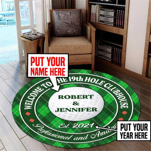 Personalized Golf Couple 19Th Hole Round Mat Round Floor Mat Room Rugs Carpet Outdoor Rug Washable Rugs - Image 3