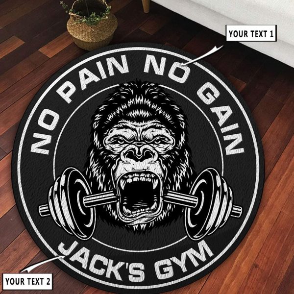 Personalised Gym, Home Gym Motivational Round Rug 10677 - Image 2