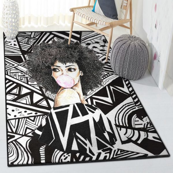 Black Queen Black Women Art Rug Rectangle Rugs Washable Area Rug Non-Slip Carpet For Living Room Bedroom