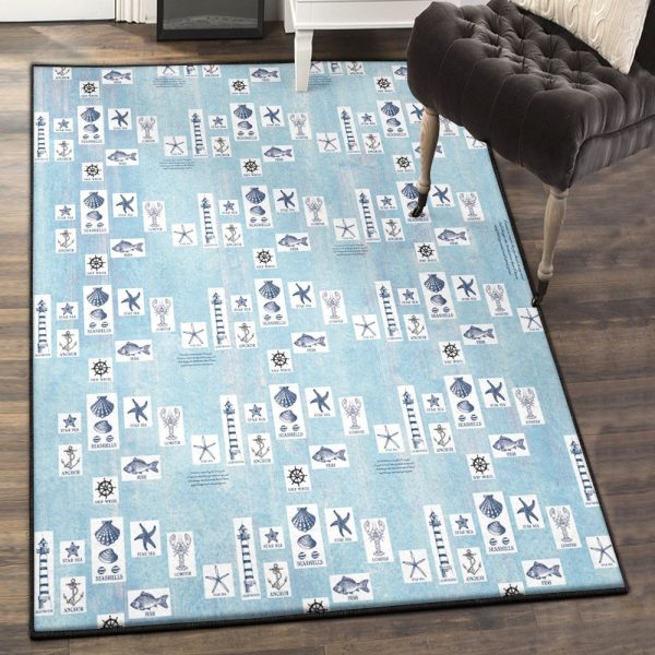 Harbor Bedroom Rugs Harbor Beach Nautical Rug Rectangle Rugs Washable Area Rug Non-Slip Carpet For Living Room Bedroom