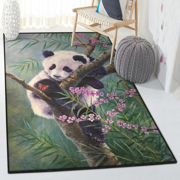 Panda Carpet Panda Beside Blossom Rug Rectangle Rugs Washable Area Rug Non-Slip Carpet For Living Room Bedroom - Image 2