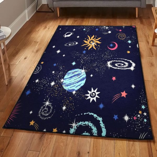 Space Modern Stars Space Rug Rectangle Rugs Washable Area Rug Non-Slip Carpet For Living Room Bedroom - Image 2