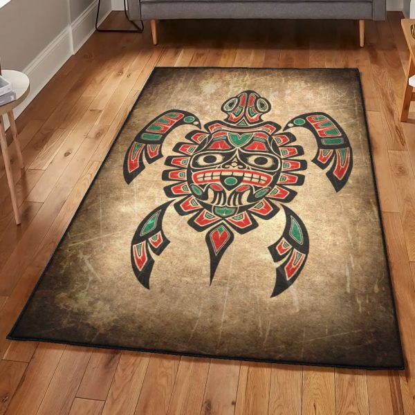 Sea Turtle Carpets Canadian Aboriginal Turtle Rug Rectangle Rugs Washable Area Rug Non-Slip Carpet For Living Room Bedroom