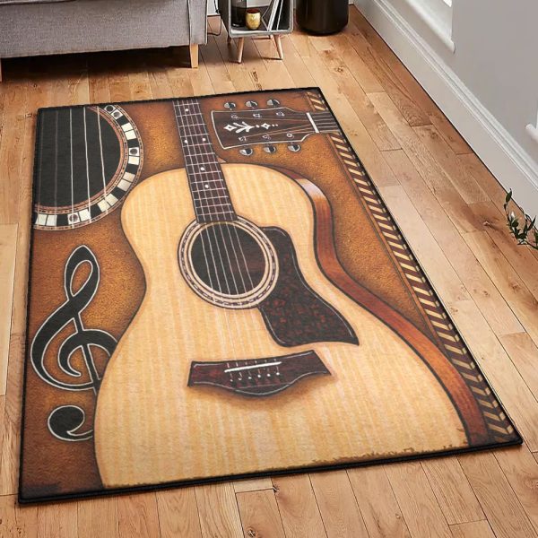 Bass Guitar Large Guitar Rug Rectangle Rugs Washable Area Rug Non-Slip Carpet For Living Room Bedroom