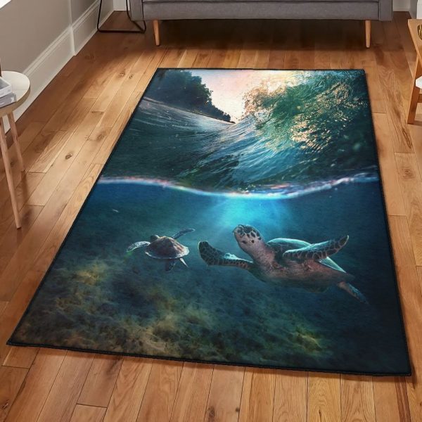 Sea Turtle Modern Turtle Rug Rectangle Rugs Washable Area Rug Non-Slip Carpet For Living Room Bedroom