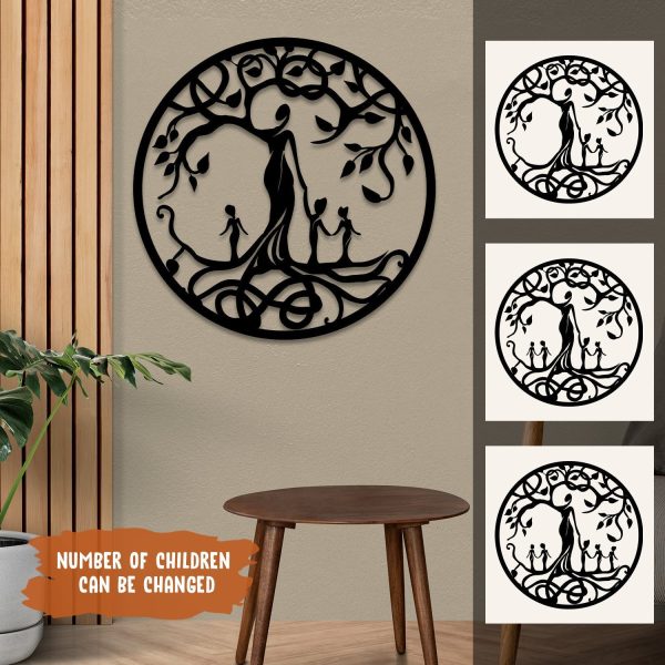 Personalized Number Of Kids Tree Of Life Metal Sign, Mother's Day Gift