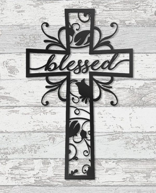 Jesus cross flower blessed Cut Metal Sign Laser Cut Metal Signs Custom - Image 2