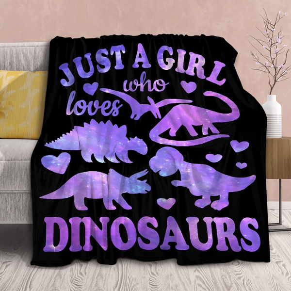 Just A Girl Who Loves Dinosaurs Blanket Throw - Dinosaurs Blanket - Image 2