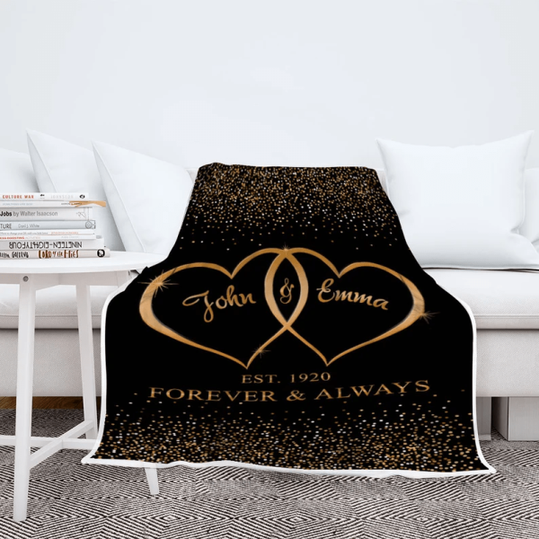 Customized Two Heart Couples Blanket, Couples Fleece Blanket Gift For - Image 6