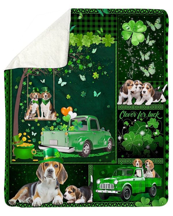 Beagle Truck Truck Irish St Patricks Day Gift For Dog Lover Fleece Bla