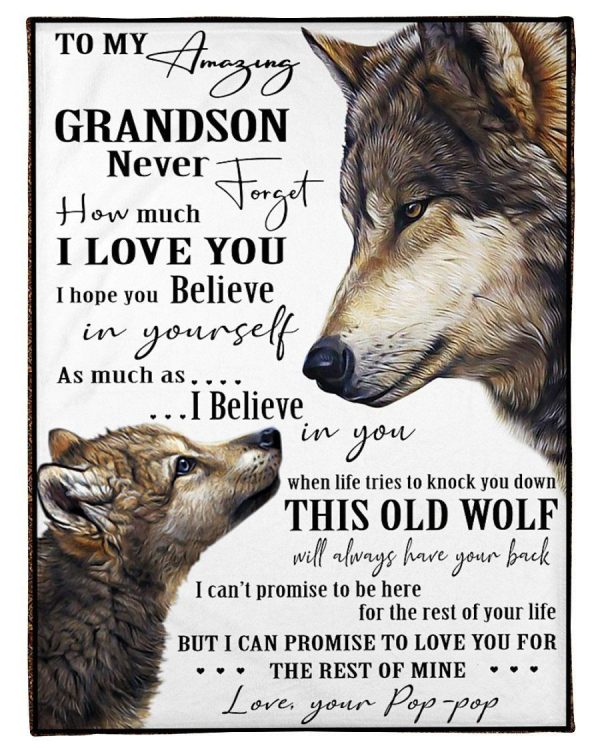 Pop-pop Gift For Grandson Never Forget How Much I Love You Wolf Editio