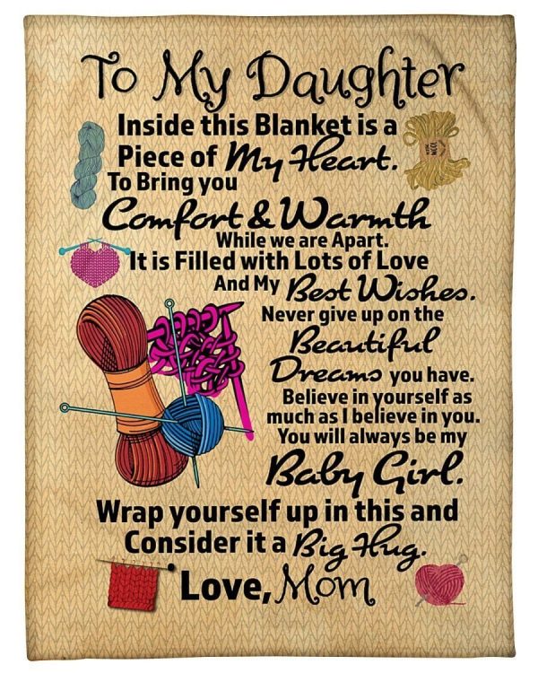 To Daughter This Gift Is A Piece Of My Heart Fleece Blanket Fleece Bla