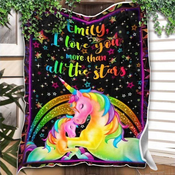 Lovely Unicorn Love You More Than The Stars Fleece Blanket