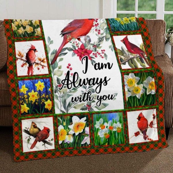 I'm Always With You Cardinal Bird Fleece Blanket Giving Wife - Image 3