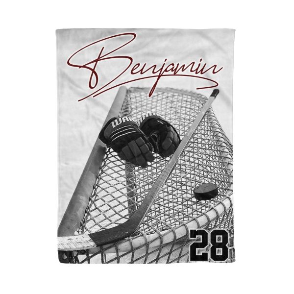 Hockey Goalie's Stick & Gloves In Net Blanket - Image 2