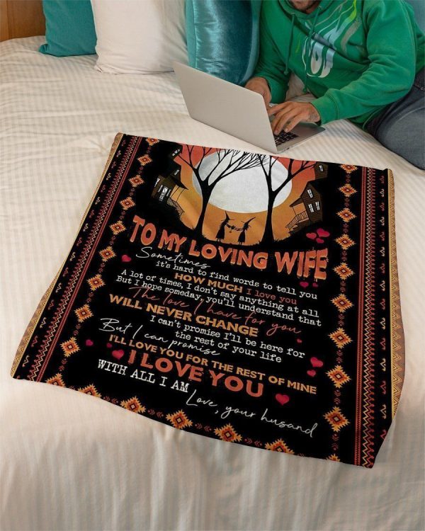 I Love You With All I Am For Loving Wife Printed Fleece Blanket - Image 3