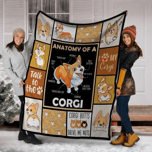 Anatomy Of A Corgi Dog Fleece Blanket Gift For Corgi Lovers - Image 2