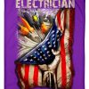 Electrician Usa Flag Amazing Fleece Blanket - Image 2