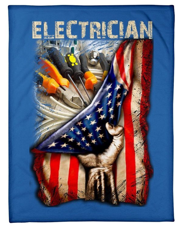 Electrician Usa Flag Amazing Fleece Blanket - Image 3