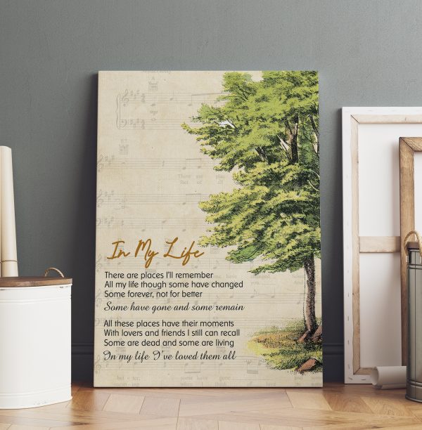 In My Life Lyrics Vintage Tree For The Beatles Fan Canvas Gallery Painting Wrapped Canvas Framed Prints, Canvas Paintings - Image 2