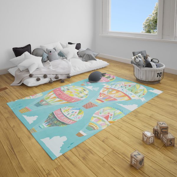 Ballooning Washable Rugs Hot Air Balloon Rug Rectangle Rugs Washable Area Rug Non-Slip Carpet For Living Room Bedroom - Image 3