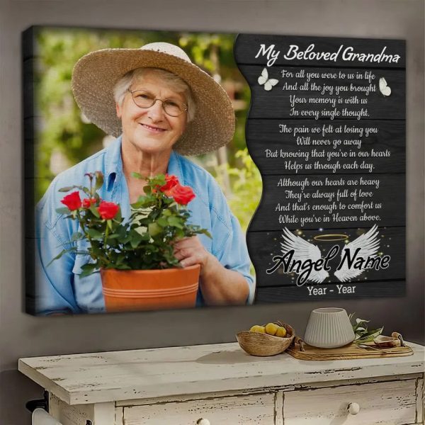 Personalized Canvas Prints, Custom Photo, Memorial Gifts, Sympathy Gifts, My Beloved Grandma, Memorial Loss Of Grandma Dem Canvas - Image 2