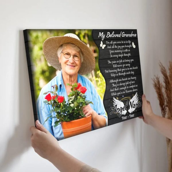 Personalized Canvas Prints, Custom Photo, Memorial Gifts, Sympathy Gifts, My Beloved Grandma, Memorial Loss Of Grandma Dem Canvas - Image 3