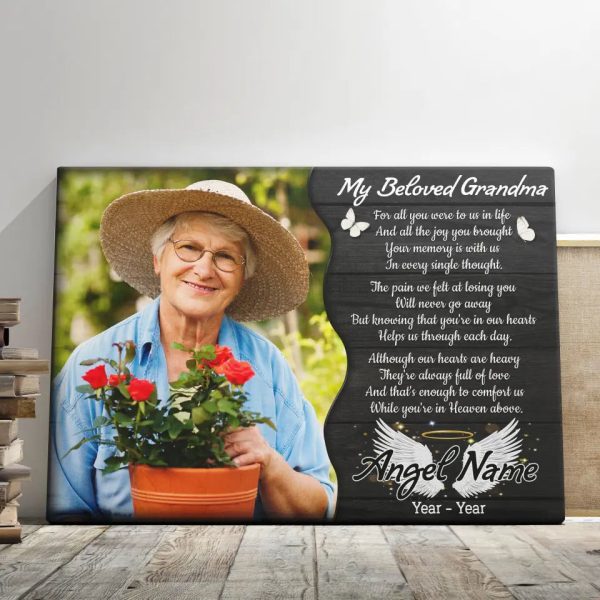 Personalized Canvas Prints, Custom Photo, Memorial Gifts, Sympathy Gifts, My Beloved Grandma, Memorial Loss Of Grandma Dem Canvas - Image 5