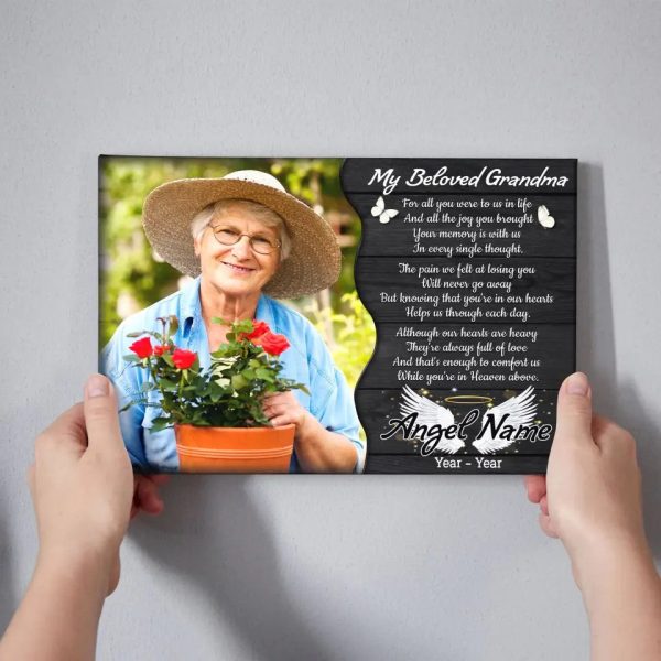 Personalized Canvas Prints, Custom Photo, Memorial Gifts, Sympathy Gifts, My Beloved Grandma, Memorial Loss Of Grandma Dem Canvas - Image 4