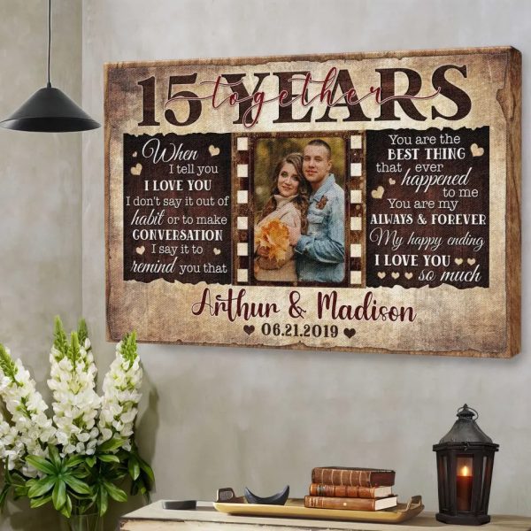 Personalized Canvas Prints, Custom Photos, Couple Gifts, Wedding Gifts, Unique 15 Years Anniversary Gift Dem Canvas - Image 2